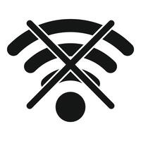Black wifi icon showing no wireless connection available vector