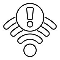 Wifi icon showing exclamation point warning signalling internet problem vector