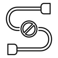 Line drawing of a broken cable showing no connection vector