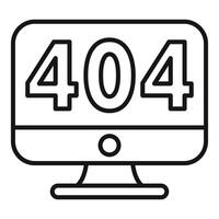 Computer screen showing 404 error message icon vector