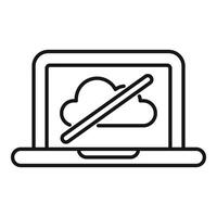 Laptop showing cloud computing disconnection symbol icon vector