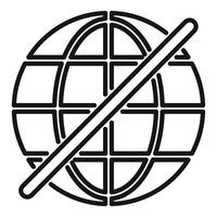 Diagonal line crossing out globe representing global issues vector
