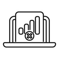 Laptop showing declining chart with error sign, business failure concept vector