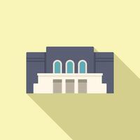 Building facade with large windows and shutters, flat design vector
