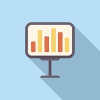 Office presentation screen displaying charts for business reports and data analysis vector