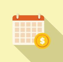 Calendar showing scheduled payment with dollar coin vector