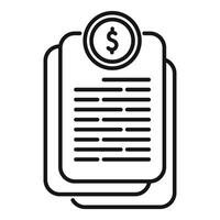 Financial report showing dollar coin with documents stacked vector