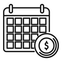 Calendar showing salary day with dollar coin icon vector