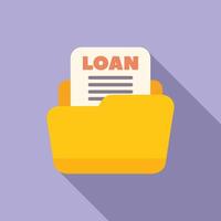 Loan agreement document inside folder icon representing credit vector