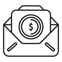 Mail envelope containing money coin icon showing online payment vector