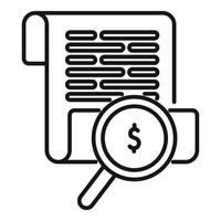 Magnifying glass searching for money in document icon vector