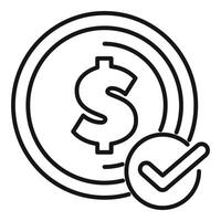 Dollar coin with check mark representing successful payment vector