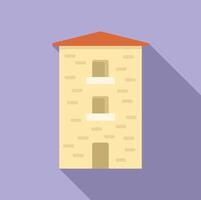Three story building with balconies in flat design vector