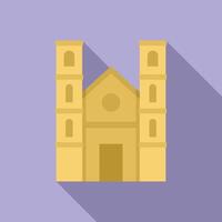 Big church building facade with two towers standing tall and casting a shadow vector
