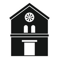 Building with large door and round window is representing church vector