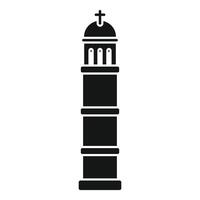 Simple icon of a tall religious building with a cross on top vector