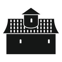 Medieval building with tower and tiled roof in simple style vector