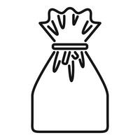 Full sack with tied neck and label showing grains inside is standing upright vector