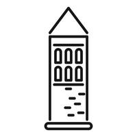 Ancient tower building with windows standing tall line icon vector