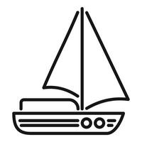 Sailboat floating on water, simple sailing boat line icon vector