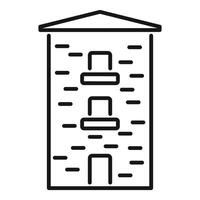 Thin line icon style illustration of building with balconies vector