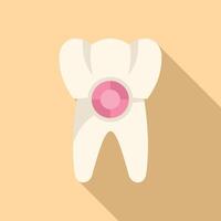 Tooth showing filling being capped by dentist in flat design vector