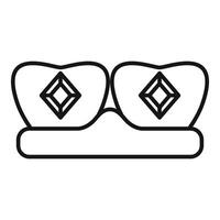 Line icon style illustration of a crown with two diamonds vector