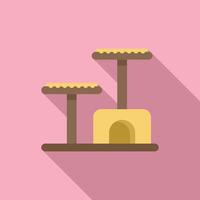 Modern cat tree with scratching posts and hideaway on pink background vector