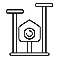 Cat tree with scratching posts being assembled with missing parts icon vector
