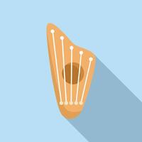 Harp shaped musical instrument with strings for playing music vector