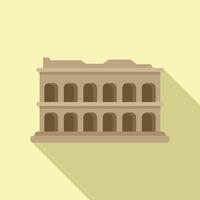 Ancient roman colosseum building standing with long shadow vector