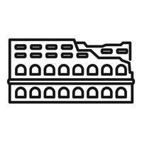 Roman colosseum facade showing deterioration over time line icon vector