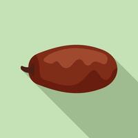 Dried date fruit showing its stone with long shadow vector