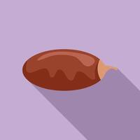 Single date fruit with long shadow on purple background vector
