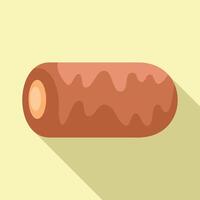 Tasty chocolate covered eclair drizzled with icing lying on its side vector