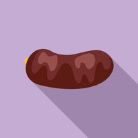 Grilled sausage lying horizontally with long shadow vector