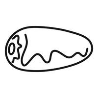 Sweet eclair with chocolate icing is lying on white background vector
