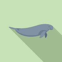 Large dugong swimming underwater with long shadow vector
