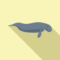 Large aquatic mammal dugong swimming in the ocean vector