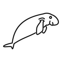 Line art dugong swimming underwater minimalist design vector