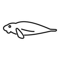 Minimalist line art icon of a manatee swimming underwater vector