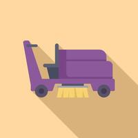 Street sweeper machine cleaning road surface with brush vector