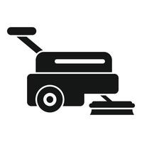 Cleaning machine using rotating brush for scrubbing floor vector