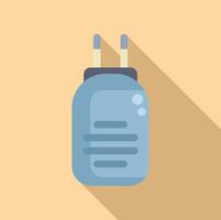 Mobile phone charger adaptor plugged in with long shadow vector
