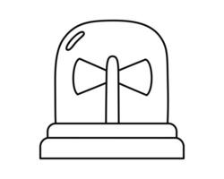 Hand drawn cute outline illustration emergency warning light. Danger alarm siren. Flat problem caution signal line art doodle style. Ambulance lamp icon. Urgency alert flasher. Isolated. vector