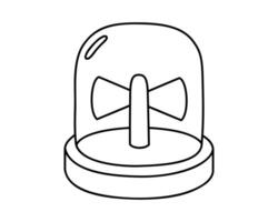 Hand drawn cute outline illustration emergency warning light. Danger alarm siren. Flat problem caution signal line art doodle style. Ambulance lamp icon. Urgency alert flasher. Isolated. vector