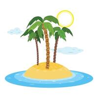 Tropical island with palm trees growing on sand in ocean water vector