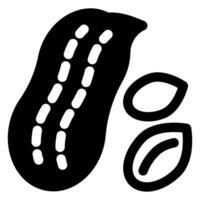 peanut glyph icon illustration isolated on white background vector