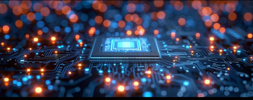Close up of microchips representing futuristic technology photo