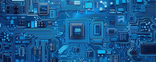 Close up of microchips representing futuristic technology. Technology concept photo
